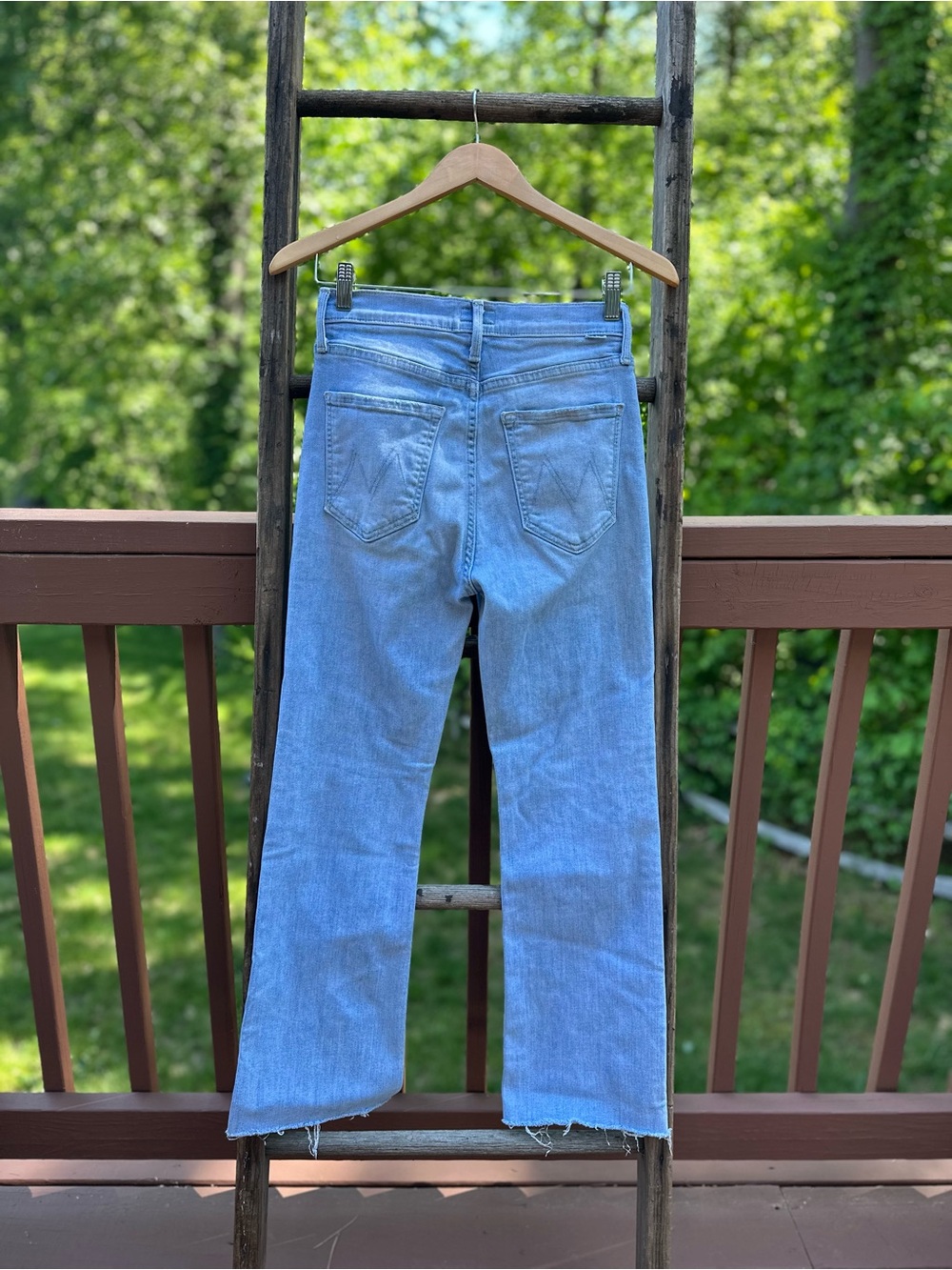 MOTHER Light Blue Button Fly Jeans - the Tripper Ankle Fray, Island Time - Picture 5 of 11